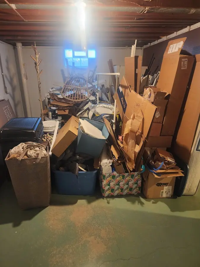 Roll-off dumpster container at job site for 4 Yard Dumpster Rental in Beach City